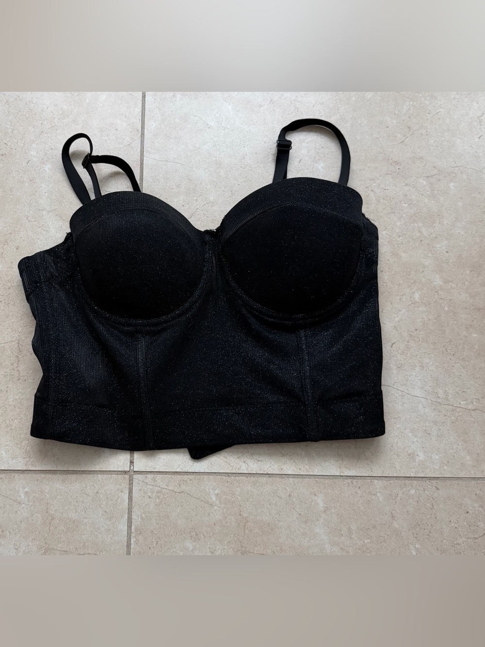 Black Sparkle Bustier Top - Women